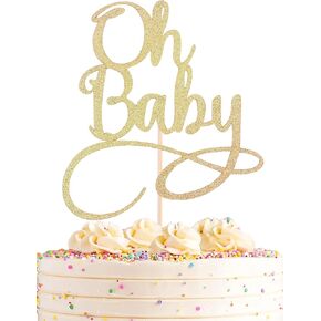 OH Baby Cake Topper - Premium Gold Baby Birth Party Cake Decoration Supplies ، for Baby Down