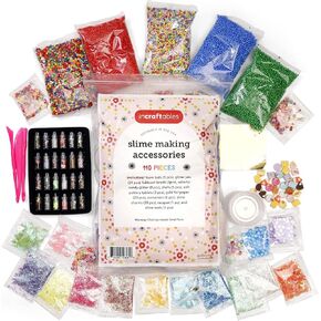 Incraftables Slime Kit for Girls & Boys. DIY Add-ins Slime Making Kit with Slime Charms, Foam Balls, Fishbowl Beads, Candy, Glitters, Shells, Tablet Bottles, Foil, Containers & Mix-ins Tool Supplies