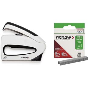 Arrow TT21 Staple Gun and 1000 JT21 Thin Wire Staples 5/16" Leg 7/16" Crown for Upholstery, Crafts, Repairs