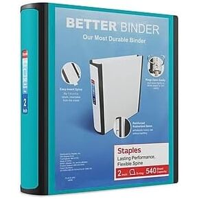 Staples 2 بوصة 3 حلقات أفضل ، Teal ، 2/Pack (ST55875-CCVS)