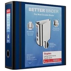 Staples 4 بوصة 3 حلقات أفضل الموثق ، الأزرق البحري ، 2/حزمة (ST55816-CCVS)