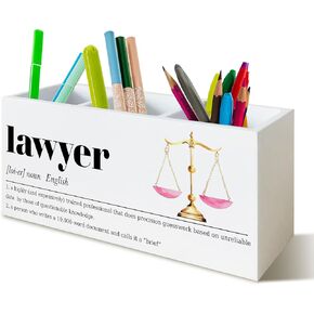 حامل القلم المحامي للمكتب ، ديكور مكتب المحامين ، هدايا مضحكة لزملائي في العمل للنساء رجال منظم حامل القلم الخشبي لقلم رصاص للمكاتب المكتبية الملحقات المكتبية