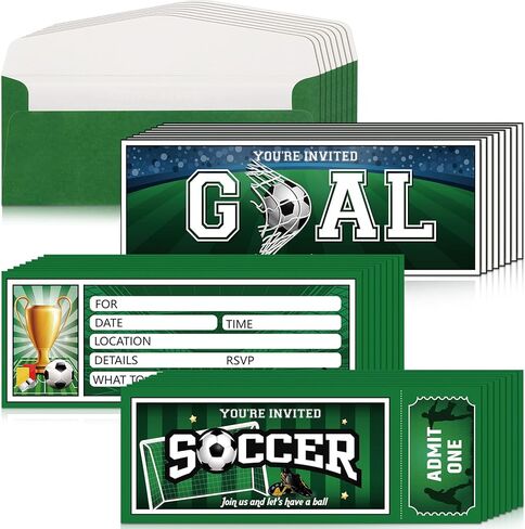 Fuutreo 50 Pieces Soccer Birthday Invitations with Envelopes Sports Themed Party Invitations for Birthday Party(Soccer) in Saudi Arabia