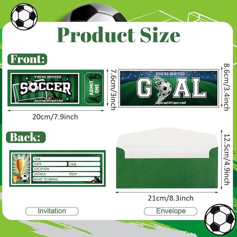 Fuutreo 50 Pieces Soccer Birthday Invitations with Envelopes Sports Themed Party Invitations for Birthday Party(Soccer) in Saudi Arabia