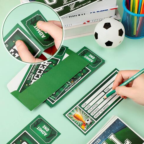 Fuutreo 50 Pieces Soccer Birthday Invitations with Envelopes Sports Themed Party Invitations for Birthday Party(Soccer) in Saudi Arabia