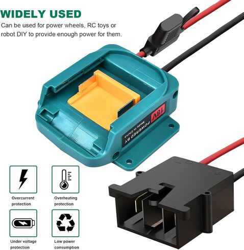 Ranoff Power Wheel Adapter 18V/20V Battery with Fuse & Wire terminals, Wheels Battery Conversion Kit Power Connector for DIY Ride On Truck, RC Car Toys and Robotics in Kuwait