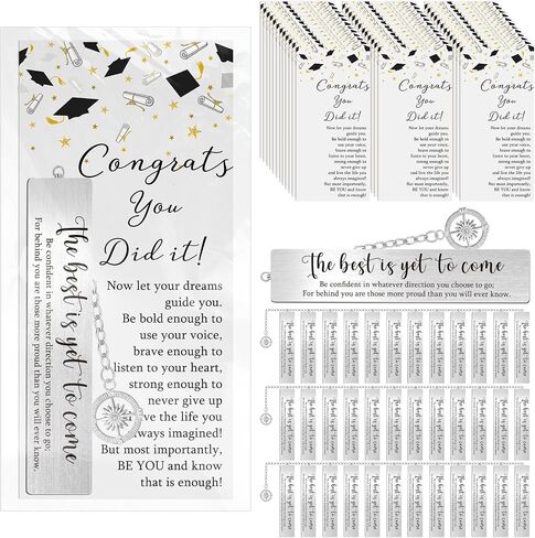 24 Sets Graduation Gift for Graduates Compass Bookmarks The Best is Yet to Come Inspirational Bookmark with Pendant Card Organza Bags Class of 2025 Party Favor in Kuwait