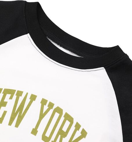 المرأة LovelyWholesale الرسم Crewneck سوياتشيرتس عارضة طويلة الأكمام اقتصاص قمم in Kuwait