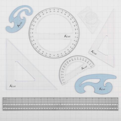مجموعة مقدمة صياغة Acurit من 8 - أدوات الصياغة الاحترافية للمهندسين المعماريين والفنانين: تتضمن مثلثات ، حاكم على نطاق الشبكة ، دليل الحروف ، المنحنيات الطويلة والمنحنيات الفرنسية - مجموعة الصياغة in Kuwait