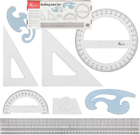 مجموعة مقدمة صياغة Acurit من 8 - أدوات الصياغة الاحترافية للمهندسين المعماريين والفنانين: تتضمن مثلثات ، حاكم على نطاق الشبكة ، دليل الحروف ، المنحنيات الطويلة والمنحنيات الفرنسية - مجموعة الصياغة in Kuwait