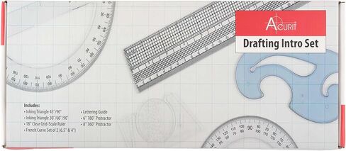 مجموعة مقدمة صياغة Acurit من 8 - أدوات الصياغة الاحترافية للمهندسين المعماريين والفنانين: تتضمن مثلثات ، حاكم على نطاق الشبكة ، دليل الحروف ، المنحنيات الطويلة والمنحنيات الفرنسية - مجموعة الصياغة in Kuwait