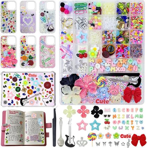 2280Pcs Junk Case Charms Kit,Y2K Nail Phone Cases Charms Bow Flower Letter Resin Accessories Beads for DIY Craft Scrapbooking Jewelry Making in Saudi Arabia
