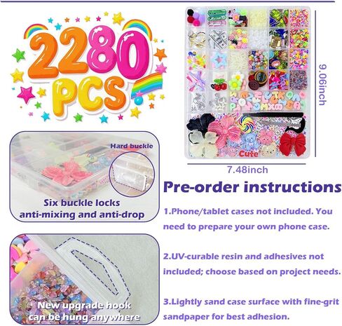 2280Pcs Junk Case Charms Kit,Y2K Nail Phone Cases Charms Bow Flower Letter Resin Accessories Beads for DIY Craft Scrapbooking Jewelry Making in Saudi Arabia