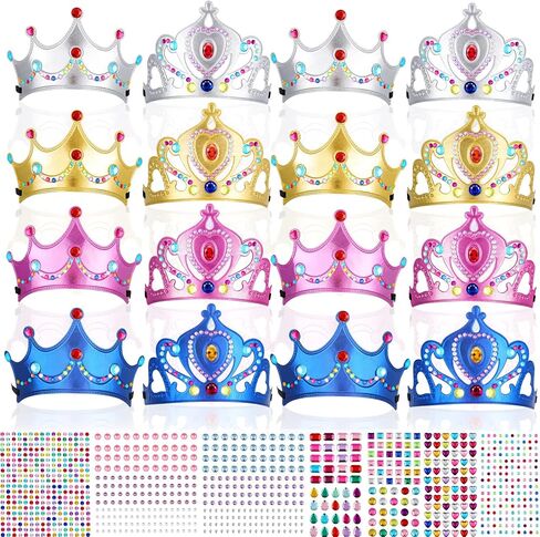 Epakh Princess Party Crowns Set, 27 Pcs DIY Crown with Diamond Stickers, Birthday Party Favor for Children and Princess Fans in Kuwait