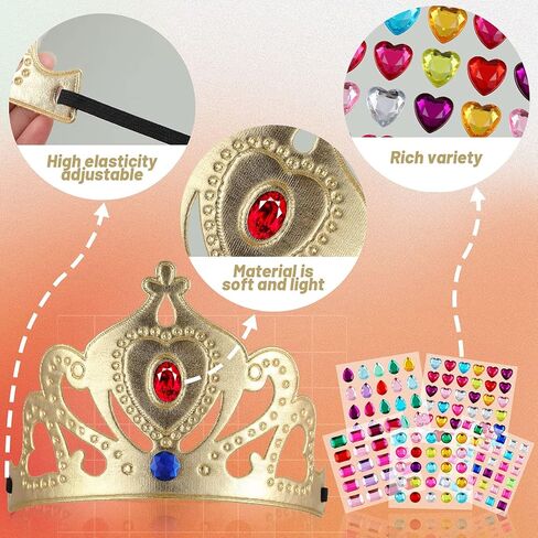 Epakh Princess Party Crowns Set, 27 Pcs DIY Crown with Diamond Stickers, Birthday Party Favor for Children and Princess Fans in Kuwait