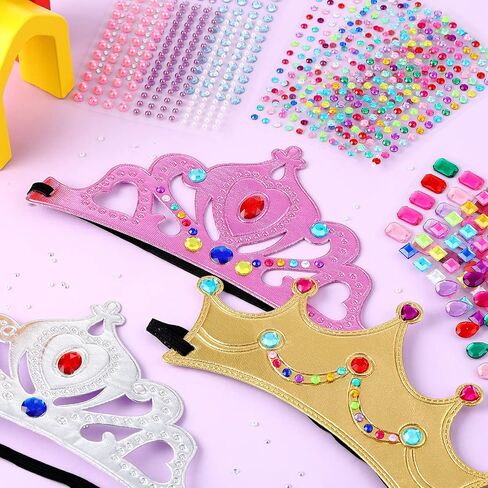 Epakh Princess Party Crowns Set, 27 Pcs DIY Crown with Diamond Stickers, Birthday Party Favor for Children and Princess Fans in Kuwait