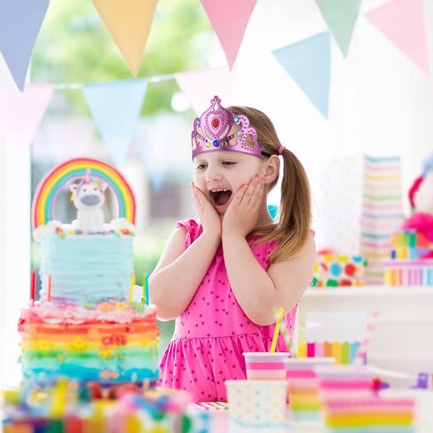 Epakh Princess Party Crowns Set, 27 Pcs DIY Crown with Diamond Stickers, Birthday Party Favor for Children and Princess Fans in Kuwait