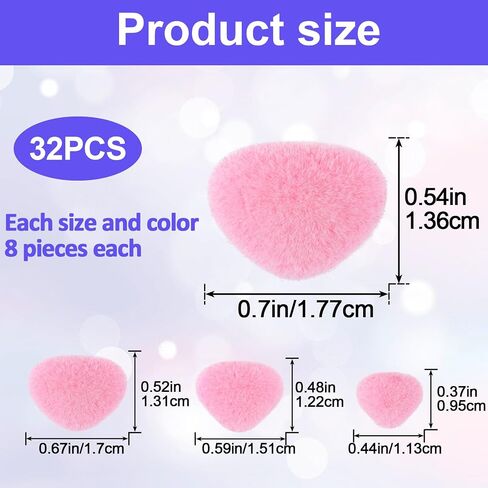 JYvivid 32 Pcs Safety Noses for Amigurumi, Safety Noses for Crochet Animals, Flocking Stuffed Teddy Bear Noses Accessories with Washers for Crocheting, Craft, Toy 11/15/17/18mm - Pink in Saudi Arabia