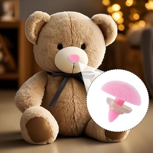 JYvivid 32 Pcs Safety Noses for Amigurumi, Safety Noses for Crochet Animals, Flocking Stuffed Teddy Bear Noses Accessories with Washers for Crocheting, Craft, Toy 11/15/17/18mm - Pink in Saudi Arabia