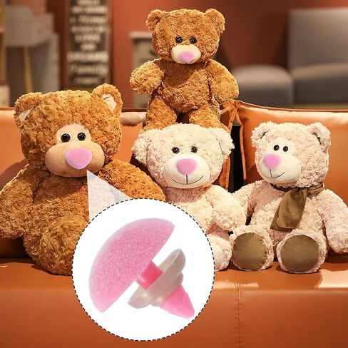 JYvivid 32 Pcs Safety Noses for Amigurumi, Safety Noses for Crochet Animals, Flocking Stuffed Teddy Bear Noses Accessories with Washers for Crocheting, Craft, Toy 11/15/17/18mm - Pink in Saudi Arabia