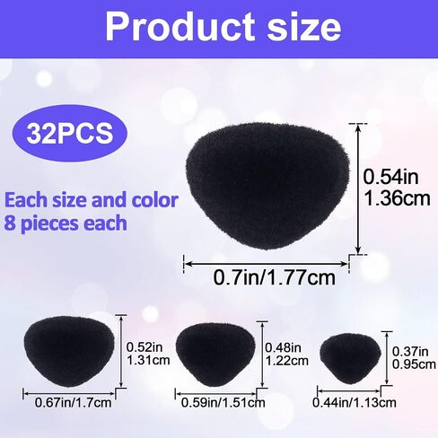 JYvivid 32 Pcs Safety Noses for Amigurumi, Safety Noses for Crochet Animals, Flocking Stuffed Teddy Bear Noses Accessories with Washers for Crocheting, Craft, Toy 11/15/17/18mm - Pink in Saudi Arabia
