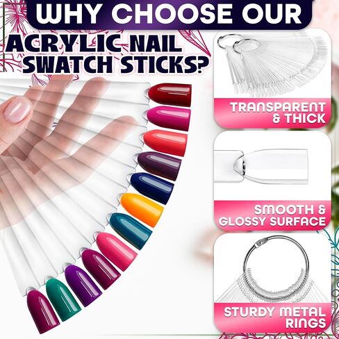 200 Tips Nail Polish Swatch Sticks Nails Art Display Nail Swatch Sticks | Nail Swatches for Nail Polish Display Tips Nail Decor | Nail Polish Transparent Nail Tips Finger Sticks for Board Home DIY in Kuwait