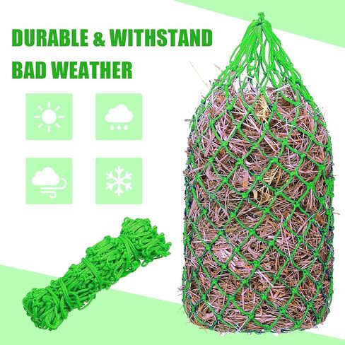 4 Pcs Slow Feed Hay Net 40 Inch Hay Nets for Horses Hanging Hay Feeder for Goats 2x2 in Round Mesh Holes Horse Hay Bag Horse Feeding Supplies for Trailer and Stall,Simulates Grazing (Green) in Saudi Arabia