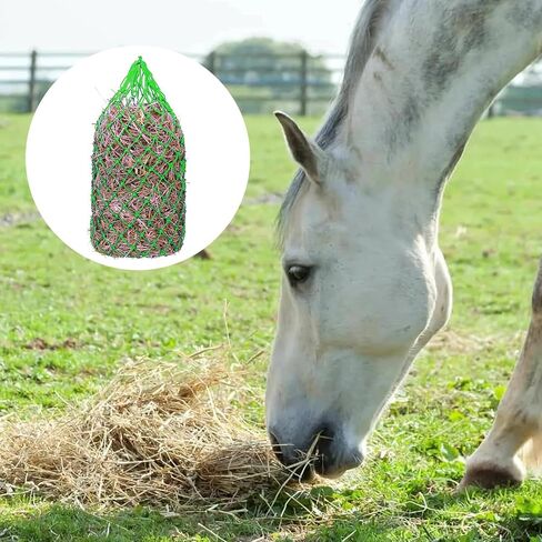 4 Pcs Slow Feed Hay Net 40 Inch Hay Nets for Horses Hanging Hay Feeder for Goats 2x2 in Round Mesh Holes Horse Hay Bag Horse Feeding Supplies for Trailer and Stall,Simulates Grazing (Green) in Saudi Arabia