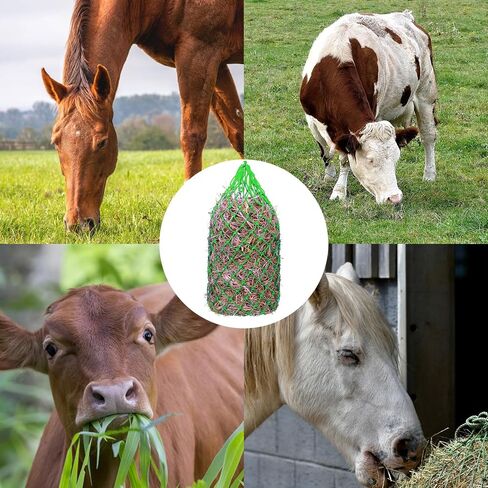 4 Pcs Slow Feed Hay Net 40 Inch Hay Nets for Horses Hanging Hay Feeder for Goats 2x2 in Round Mesh Holes Horse Hay Bag Horse Feeding Supplies for Trailer and Stall,Simulates Grazing (Green) in Saudi Arabia