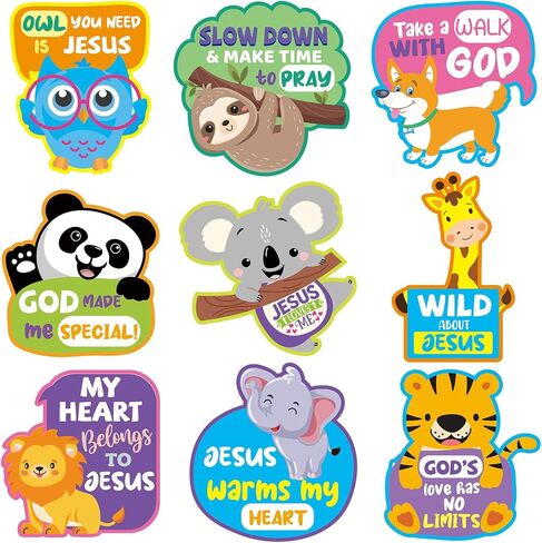 Janlaugh 36 Pcs Jumbo Jungle Animal Cutouts Religious Jesus Christian Paper Craft Safari Theme Faith Animal Sayings Cutouts for Teacher Classroom Bulletin Board VBS Sunday School Wall Decor in Saudi Arabia