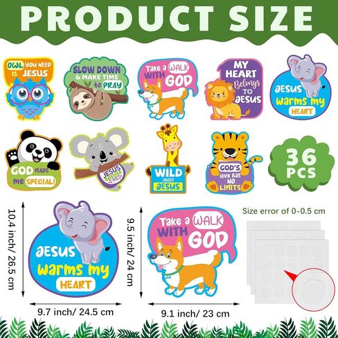 Janlaugh 36 Pcs Jumbo Jungle Animal Cutouts Religious Jesus Christian Paper Craft Safari Theme Faith Animal Sayings Cutouts for Teacher Classroom Bulletin Board VBS Sunday School Wall Decor in Saudi Arabia
