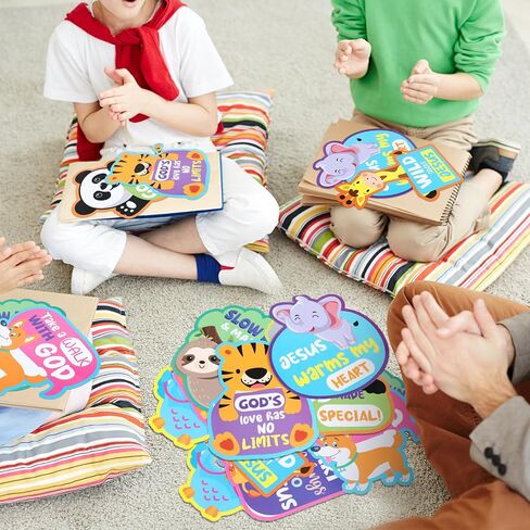 Janlaugh 36 Pcs Jumbo Jungle Animal Cutouts Religious Jesus Christian Paper Craft Safari Theme Faith Animal Sayings Cutouts for Teacher Classroom Bulletin Board VBS Sunday School Wall Decor in Saudi Arabia