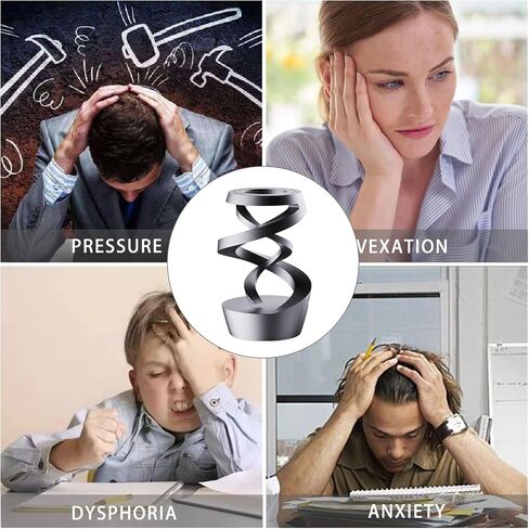 Fidget Toys, Kinetic Desk Toys for Adults, Cool Metal Gravity Resistance Desk Toys, Desktop Sensory Fidget Spinner for Stress Relief in Office, Wait and Communicate（Black-Sliver） in Saudi Arabia