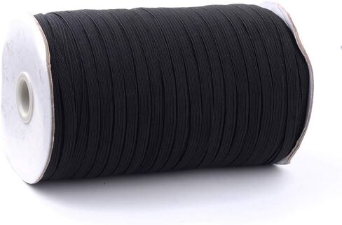 Elecrelive 100 Yards Braided Elastic Cord 1/2 inch Black Flat Width Stretchy Elastic Band for DIY Jewelry Making Sewing and Crafting in Kuwait