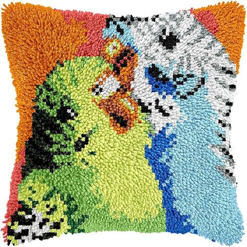 kingsea Latch Hook Pillow Kit, Latch Hook Kits for Adults, Latch Hook Pillow Kits for Beginners, Needlework Cushion Cover for Home Sofa Decoration 17in x 17in, Golden Retriever in Kuwait