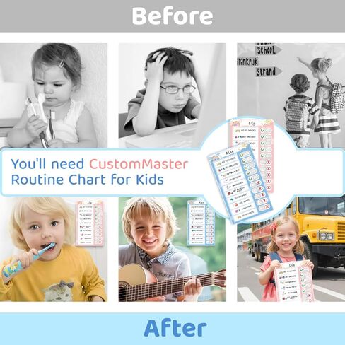 2 in 1 Namable Chore Chart for Kids, Dry Erase Morning/Bedtime Routine Chart for Kids for Refrigerator, Magnetic Visual Schedule for Kids Toddlers to Do List Checklist for Multiple Kids in Saudi Arabia