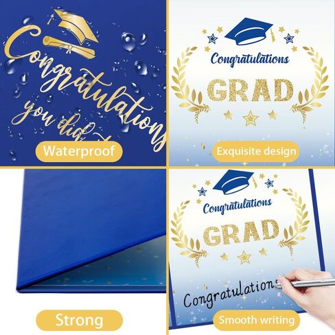 Graduation Guest Book Party Decorations-Blue Gold Graduation Guest Book Alternative Graduation Signature Congrats for 2025 College High School Graduation Party Decorations Unique Graduation Gifts in Saudi Arabia