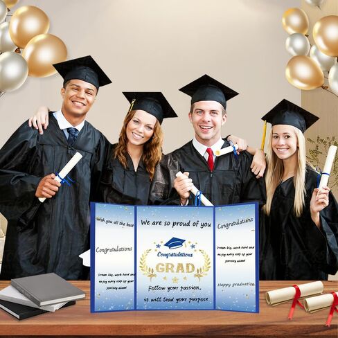 Graduation Guest Book Party Decorations-Blue Gold Graduation Guest Book Alternative Graduation Signature Congrats for 2025 College High School Graduation Party Decorations Unique Graduation Gifts in Saudi Arabia