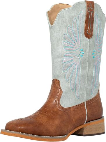 SheSole Women's Cowboy Boots Square Toe Cowgirl Boots Wide Calf Fashion Western Boots in Kuwait