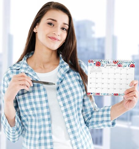CRANBURY Small 8x6" Wall Calendar 2025-2026 (Floral), Use July 2025 to Dec 2026, Mini Monthly Hanging Calendar, Gorgeous Flower Designs, Use on Bulletin Board, Fridge, or on Desk, Includes Stickers in Kuwait