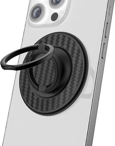 Magnetic Phone Grip Compatible with MagSafe, Magnetic Phone Ring Holder Finger Kickstand Wireless Charging Compatible, Double Cell Phone Rings Gripper Stand for MagSafe iPhone - Sparkle Black in Kuwait