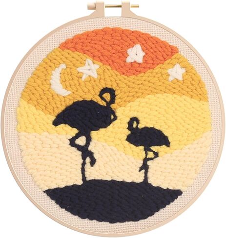 yozhakou punch eedle sterle starter starter kits for child and adults beginners ، تشمل التعليمات ، ونسيج الإبرة لكمة مع نمط الأزهار ، وأداة الإبرة لكمة مع النسيج المطبوع ， الأطواق ، والخيوط （elk） in Kuwait