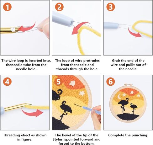 yozhakou punch eedle sterle starter starter kits for child and adults beginners ، تشمل التعليمات ، ونسيج الإبرة لكمة مع نمط الأزهار ، وأداة الإبرة لكمة مع النسيج المطبوع ， الأطواق ، والخيوط （elk） in Kuwait