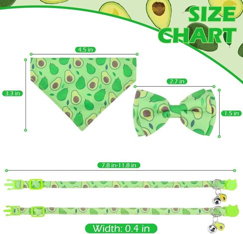expawlorer طوق القط لطيف مع أجراس - 2 حزمة القط طوق الانفصال، القط باندانا طوق القط ربطة عنق طوق للقطط فتاة صبي، قابل للتعديل طوق هريرة الفاكهة للقطط الذكور الإناث، الفراولة in Kuwait