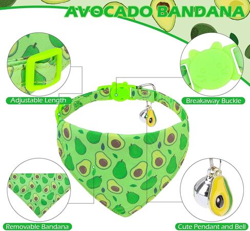 expawlorer طوق القط لطيف مع أجراس - 2 حزمة القط طوق الانفصال، القط باندانا طوق القط ربطة عنق طوق للقطط فتاة صبي، قابل للتعديل طوق هريرة الفاكهة للقطط الذكور الإناث، الفراولة in Kuwait