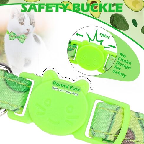 expawlorer طوق القط لطيف مع أجراس - 2 حزمة القط طوق الانفصال، القط باندانا طوق القط ربطة عنق طوق للقطط فتاة صبي، قابل للتعديل طوق هريرة الفاكهة للقطط الذكور الإناث، الفراولة in Kuwait