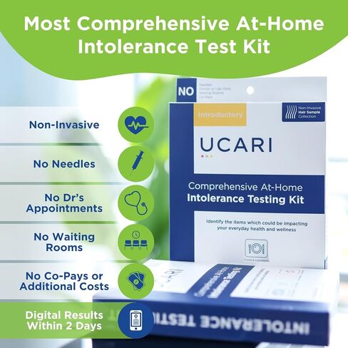 UCARI Intolerance & Food Sensitivity Test Kit for Adults & Kids | 1500+ Food, Environmental, & Skin Intolerance Test Kit | 4 Tests in 1 | Non-Invasive Bioresonance Home Testing Kits, Fast Results in Kuwait