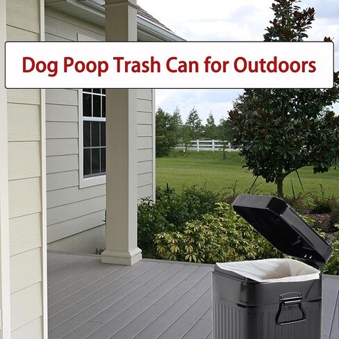 Dog Poop Trash Can with Lid for Outdoors，12-Liter Trash Can with 200PCS White Plastic Bags, Pet Waste Container，Black+200WH in Saudi Arabia
