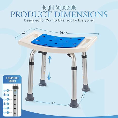 Dr. Kay’s Adjustable Bath Chair with Unique Heavy Duty Crossbar Supports, Shower Stool, Bathroom Chair, Safety Handicap Shower Chair for Inside Shower Seat, Shower Bench, 350 lb Capacity in Saudi Arabia