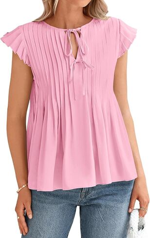 BTFBM المرأة الصيف قميص غير رسمي 2025 ملابس المنتجع كشكش كم كاب الجبهة ربطة القوس فيونكة القمم فضفاضة فلوي الشاطئ بلوزة قمصان in Kuwait